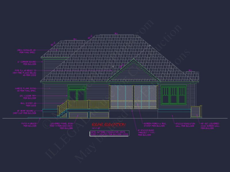 Blueprint house Floor Plan CAD Design Featuring 3 Bedrooms