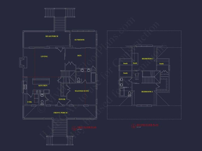 Charming 2-Story Cottage house Plan with 3 Bedrooms & CAD Designs
