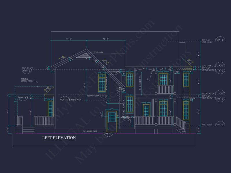 Charming 2-Story house Plan - CAD Blueprint with 3 Bedrooms
