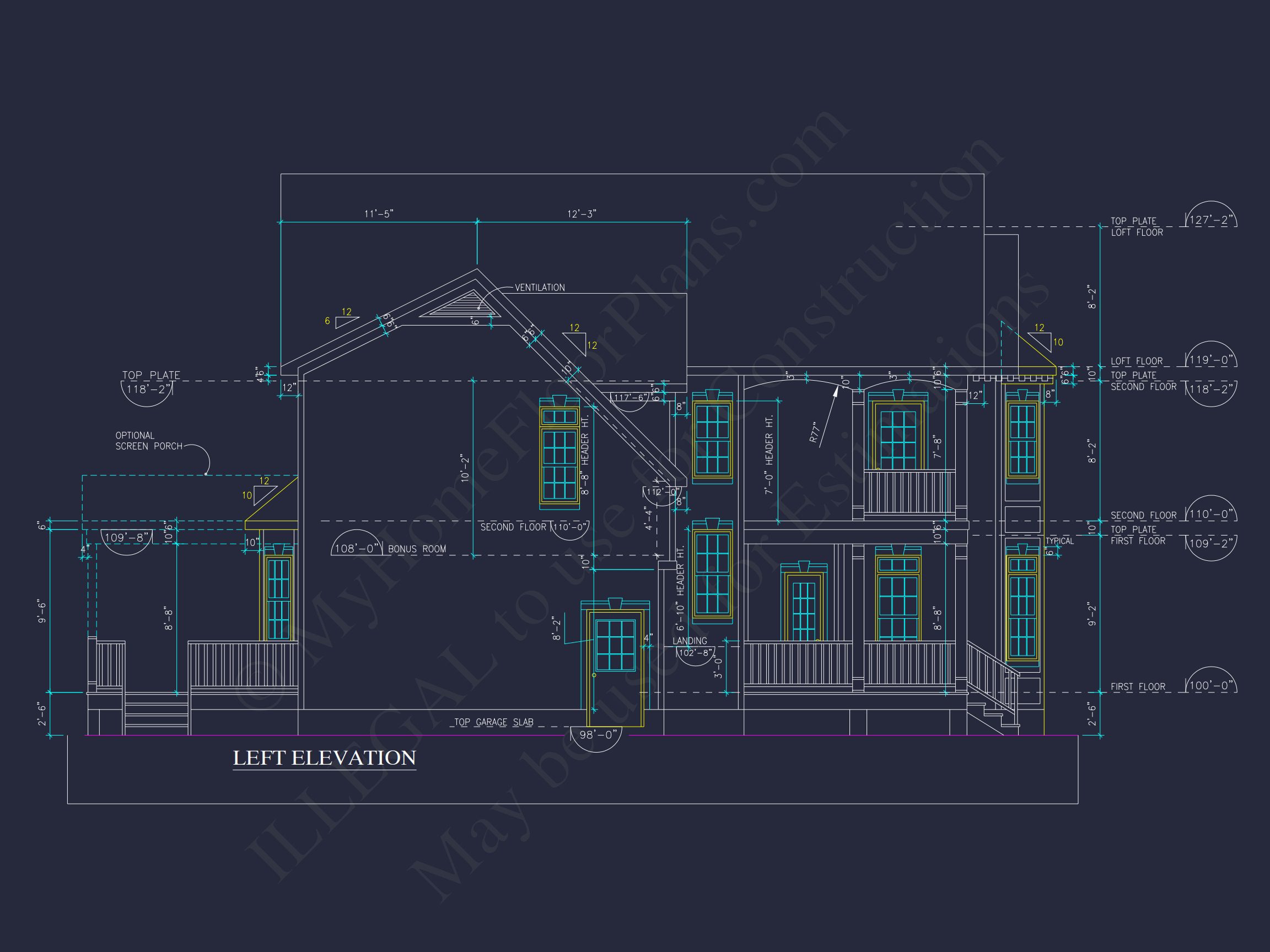 Charming 2-Story house Plan - CAD Blueprint with 3 Bedrooms