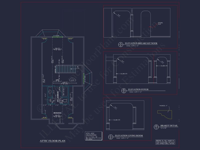 Charming 2-Story house Plan - CAD Blueprint with 3 Bedrooms