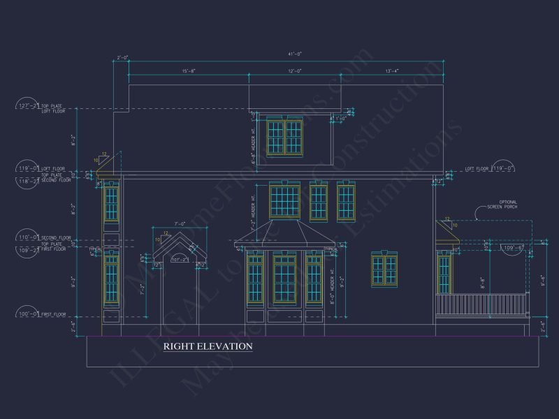 Charming 2-Story house Plan - CAD Blueprint with 3 Bedrooms