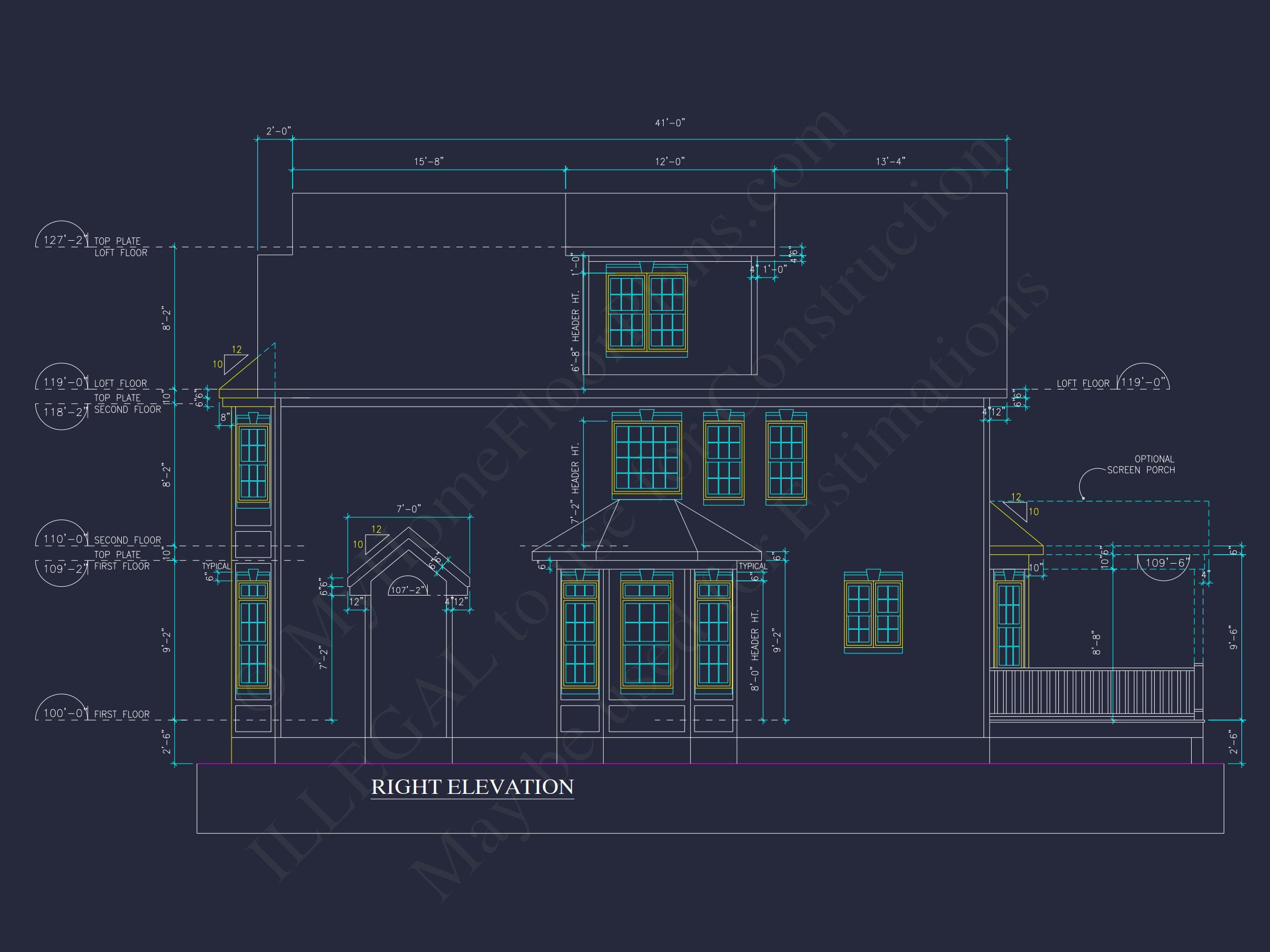 Charming 2-Story house Plan - CAD Blueprint with 3 Bedrooms