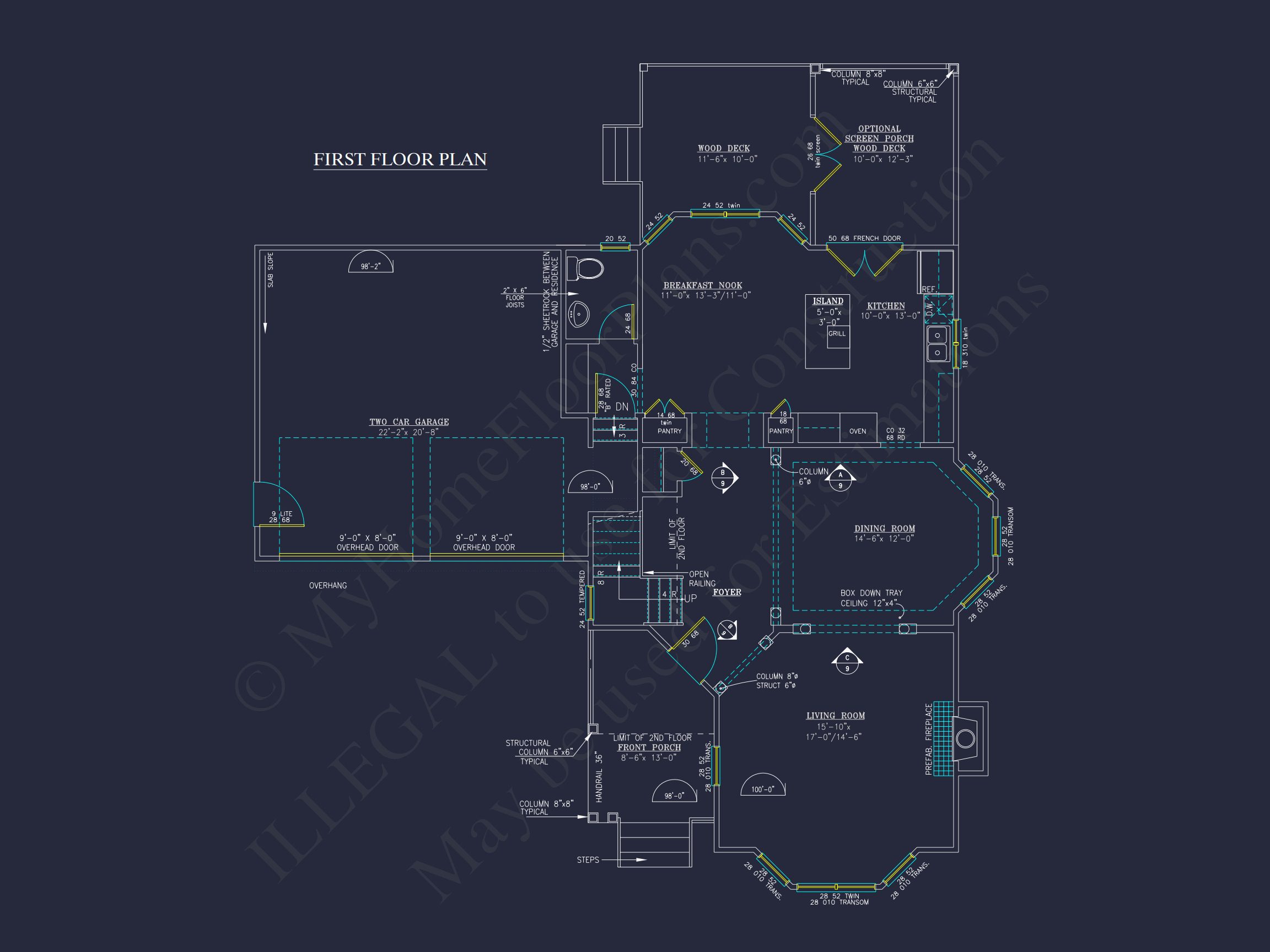 Charming 2-Story house Plan - CAD Blueprint with 3 Bedrooms