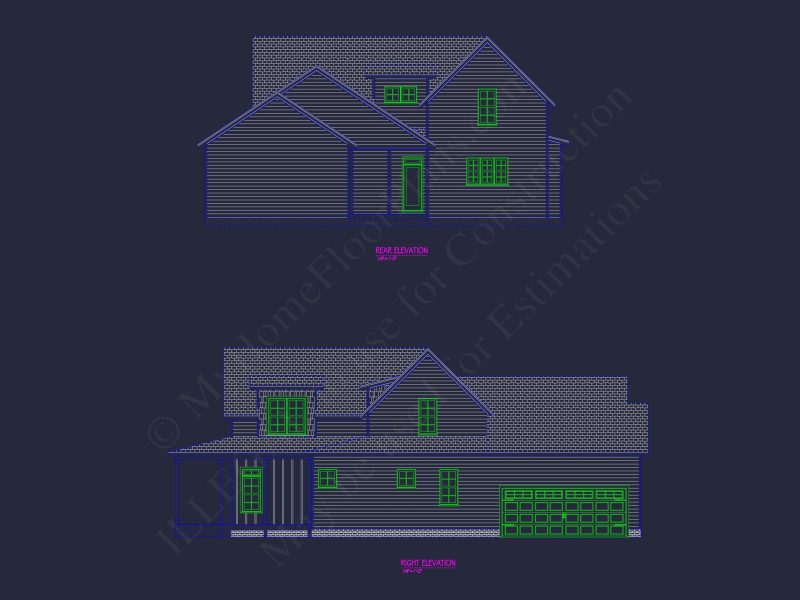 Charming 2-Story house Plan with 3 Bedrooms and CAD Blueprints
