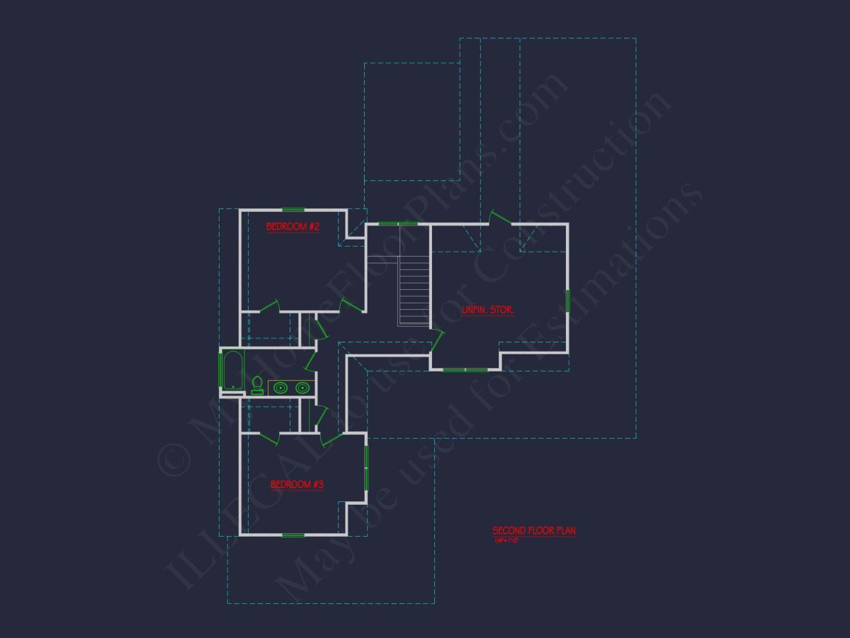 Charming 2-Story house Plan with 3 Bedrooms and CAD Blueprints