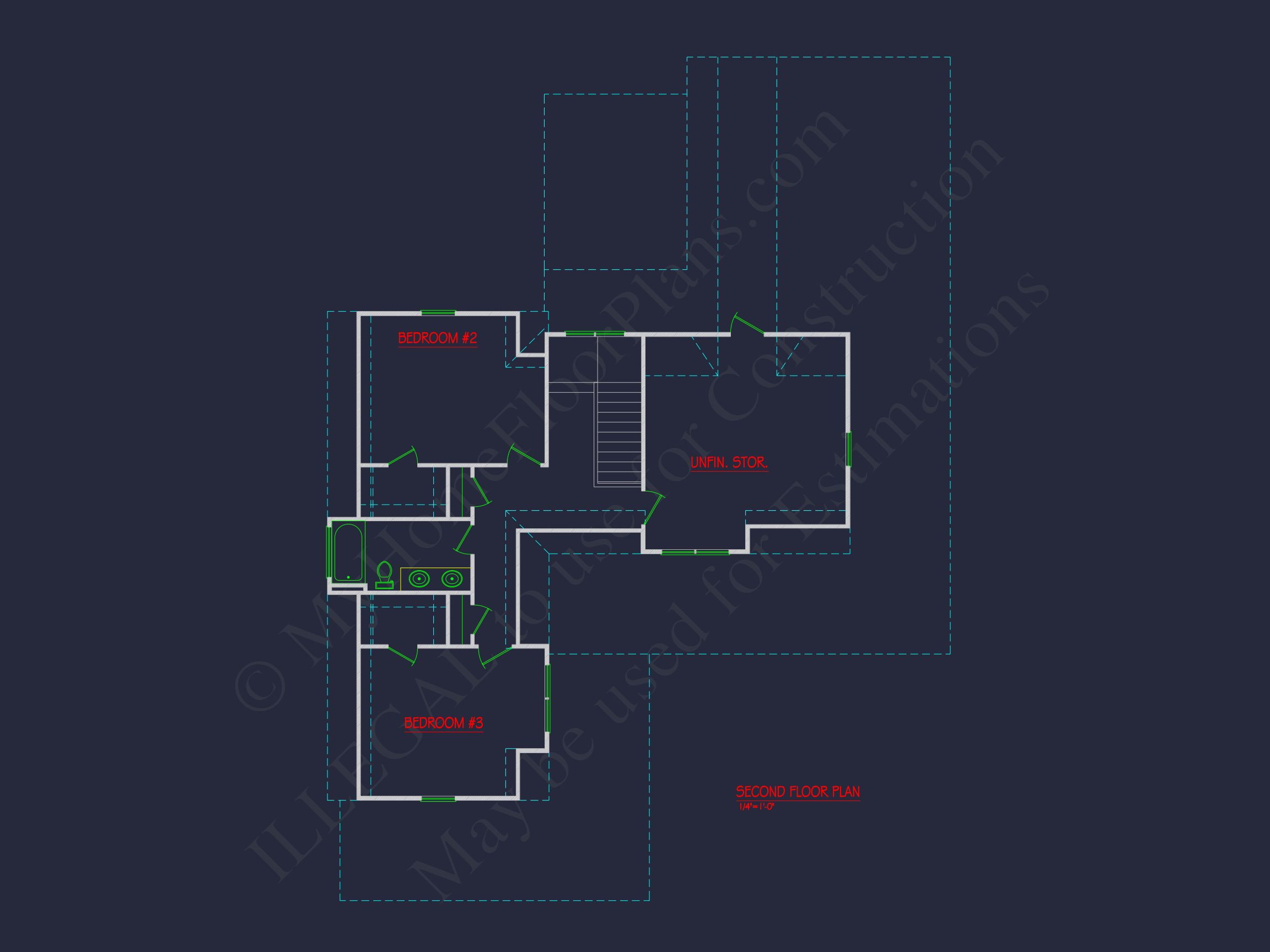 Charming 2-Story house Plan with 3 Bedrooms and CAD Blueprints