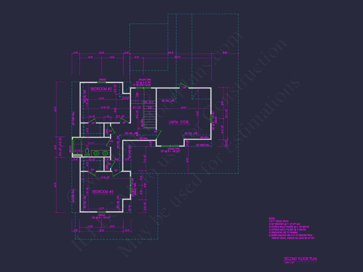 Charming 2-Story house Plan with 3 Bedrooms and CAD Blueprints
