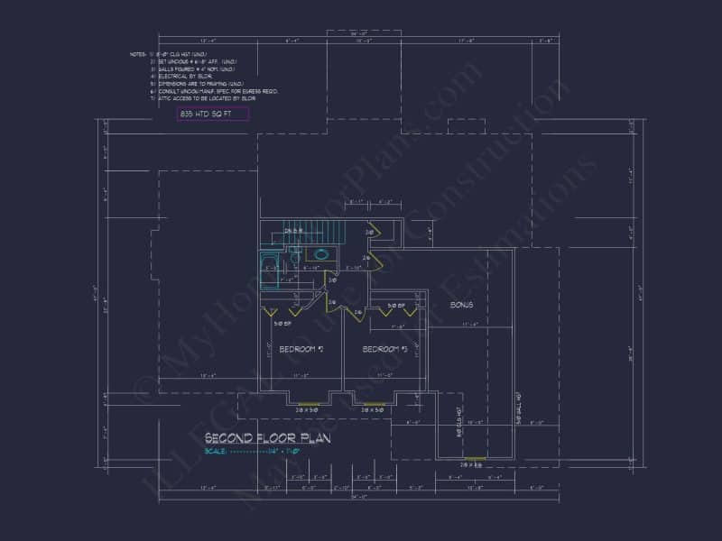 Charming 2-Story house Plan with Detailed Floor Blueprint and Designs