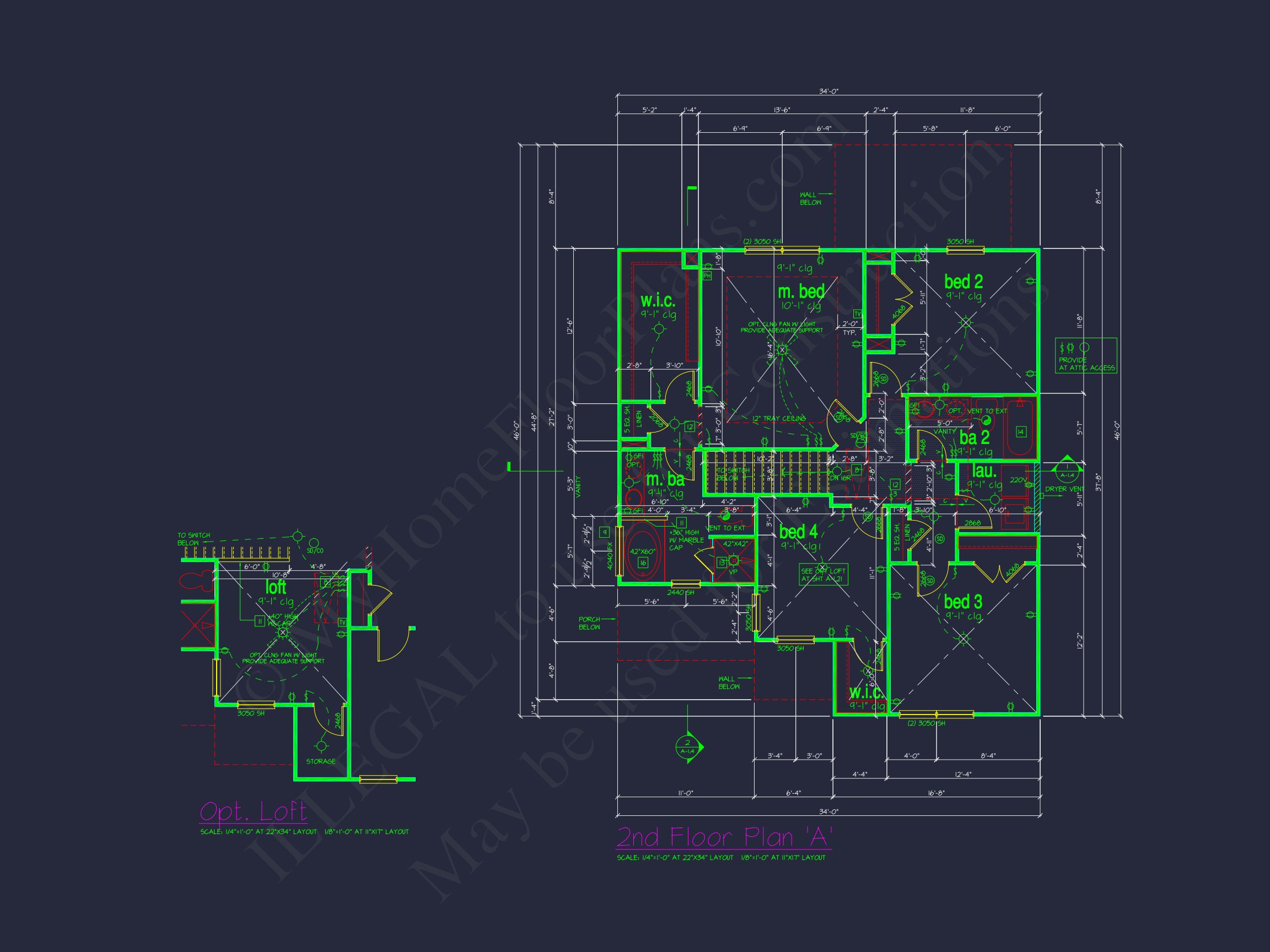 Charming 4-Bed house Plan with Detailed CAD Floor Designs