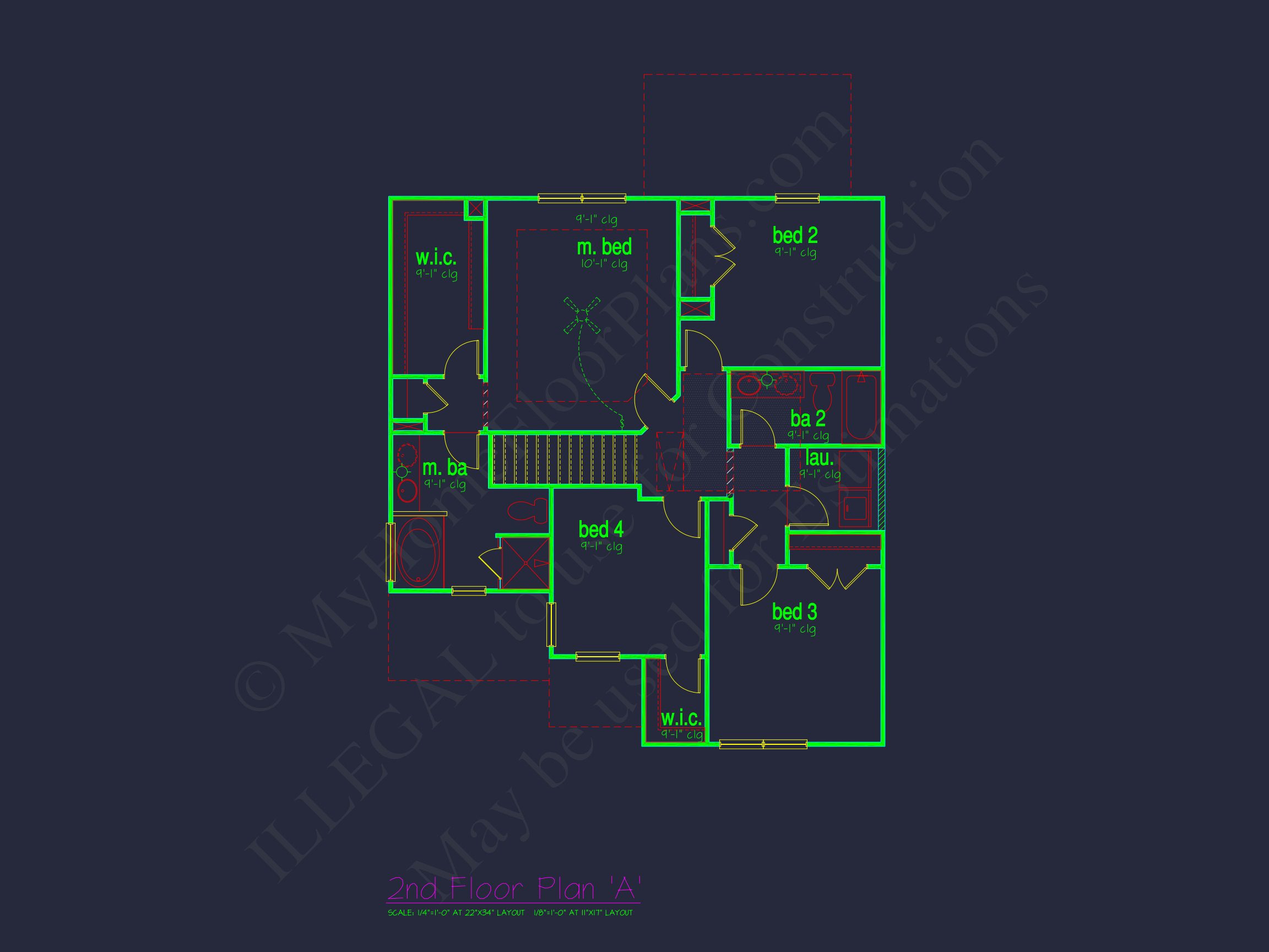 Charming 4-Bed house Plan with Detailed CAD Floor Designs
