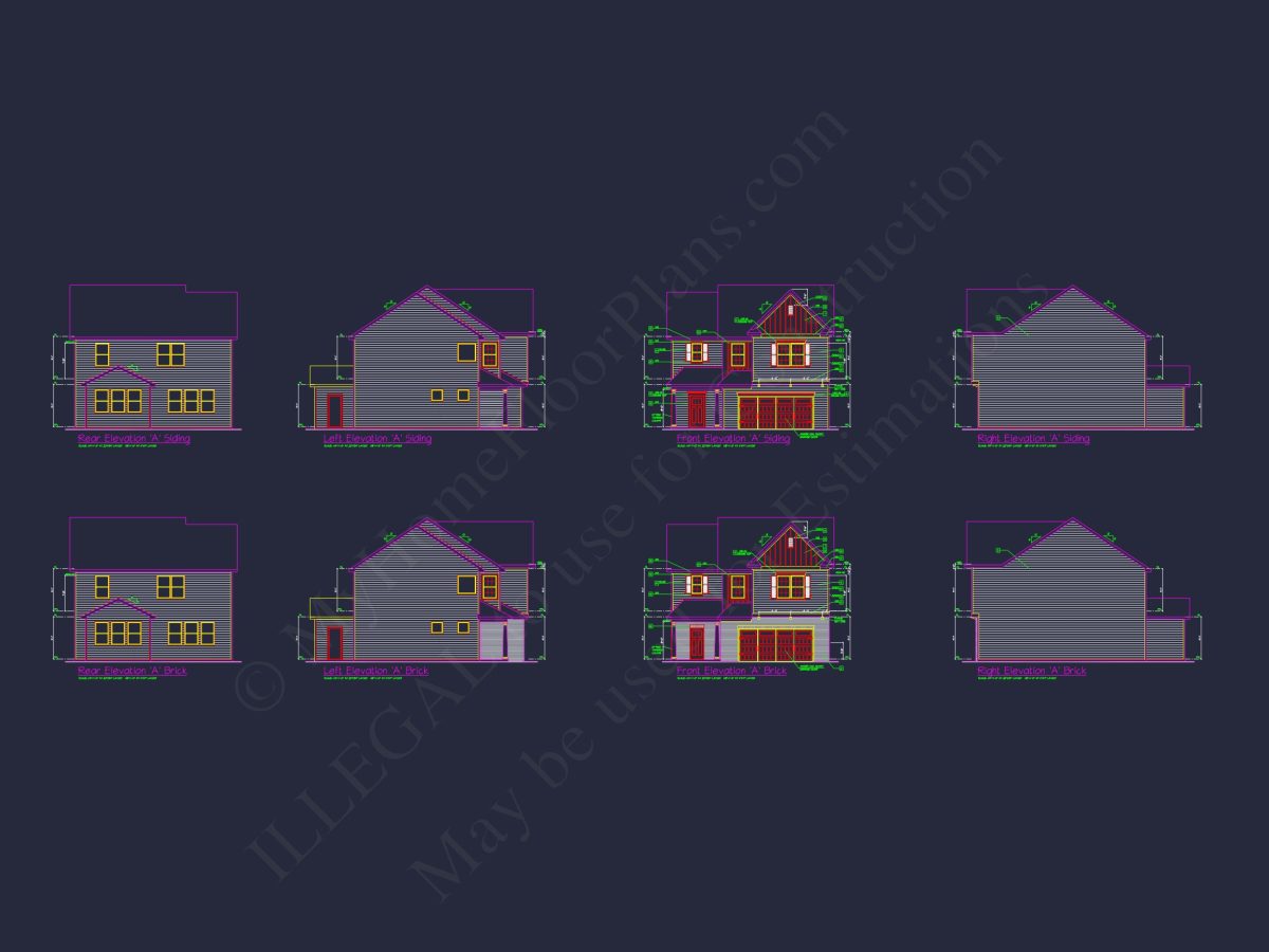 Charming 4-Bed house Plan with Detailed CAD Floor Designs