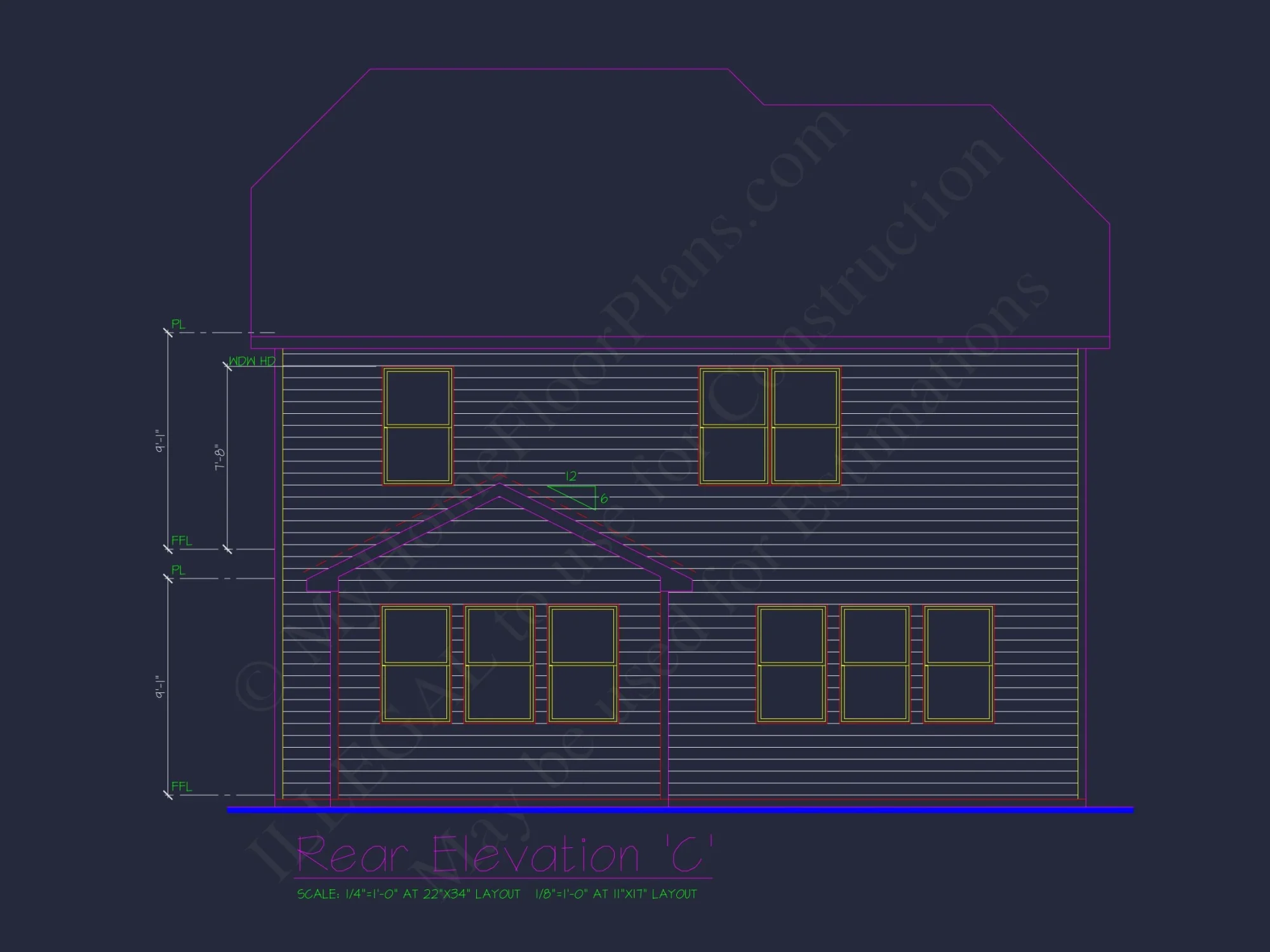 Classic 2-Story house Plan: 4 Beds, 2289 sq ft Blueprint