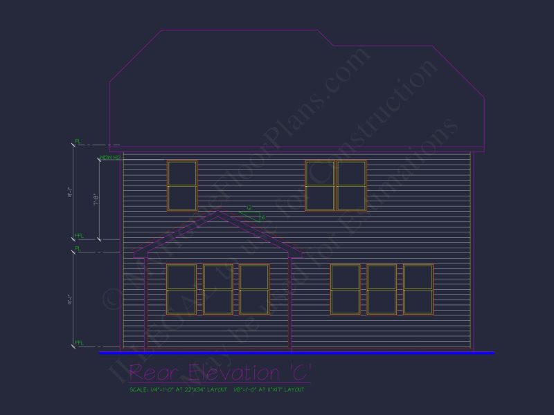 Classic 2-Story house Plan: 4 Beds, 2289 sq ft Blueprint