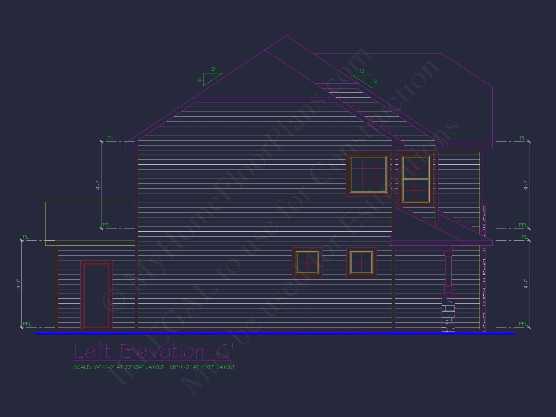 Classic 2-Story house Plan: 4 Beds, 2289 sq ft Blueprint