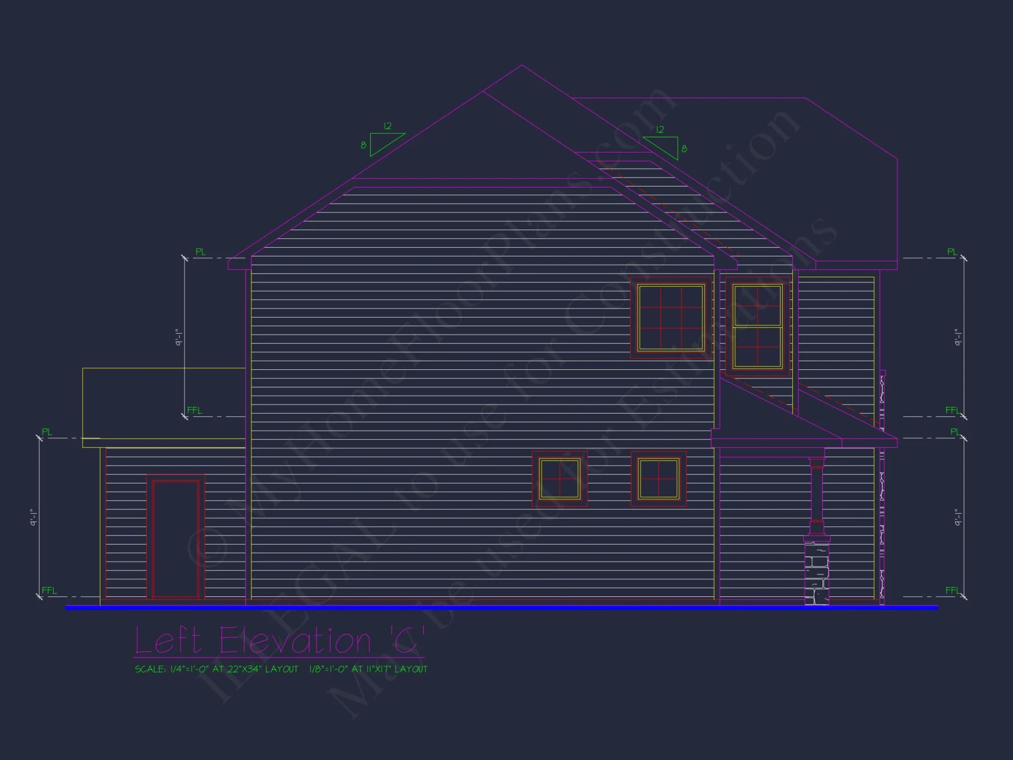 Classic 2-Story house Plan: 4 Beds, 2289 sq ft Blueprint