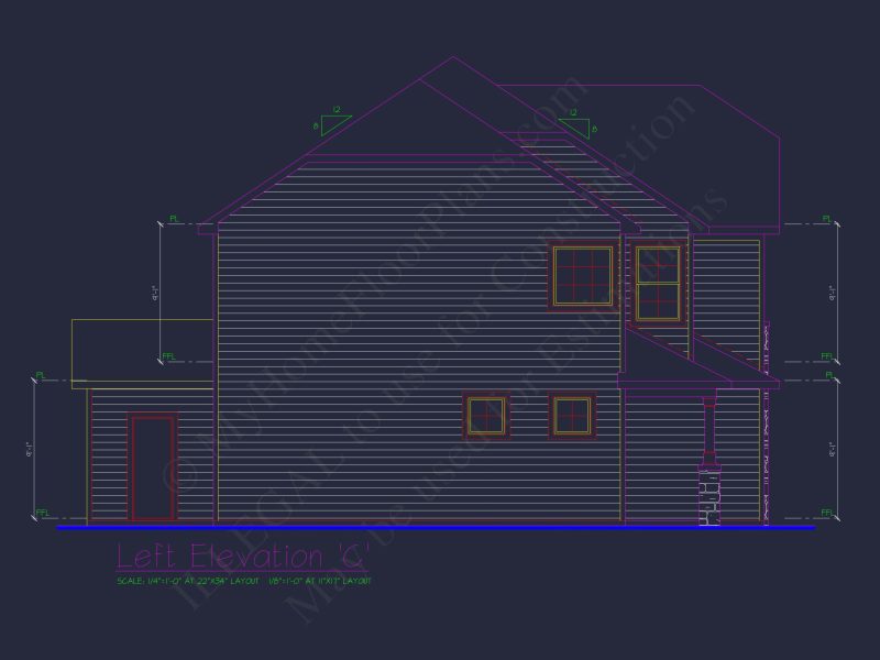 Classic 2-Story house Plan: 4 Beds, 2289 sq ft Blueprint