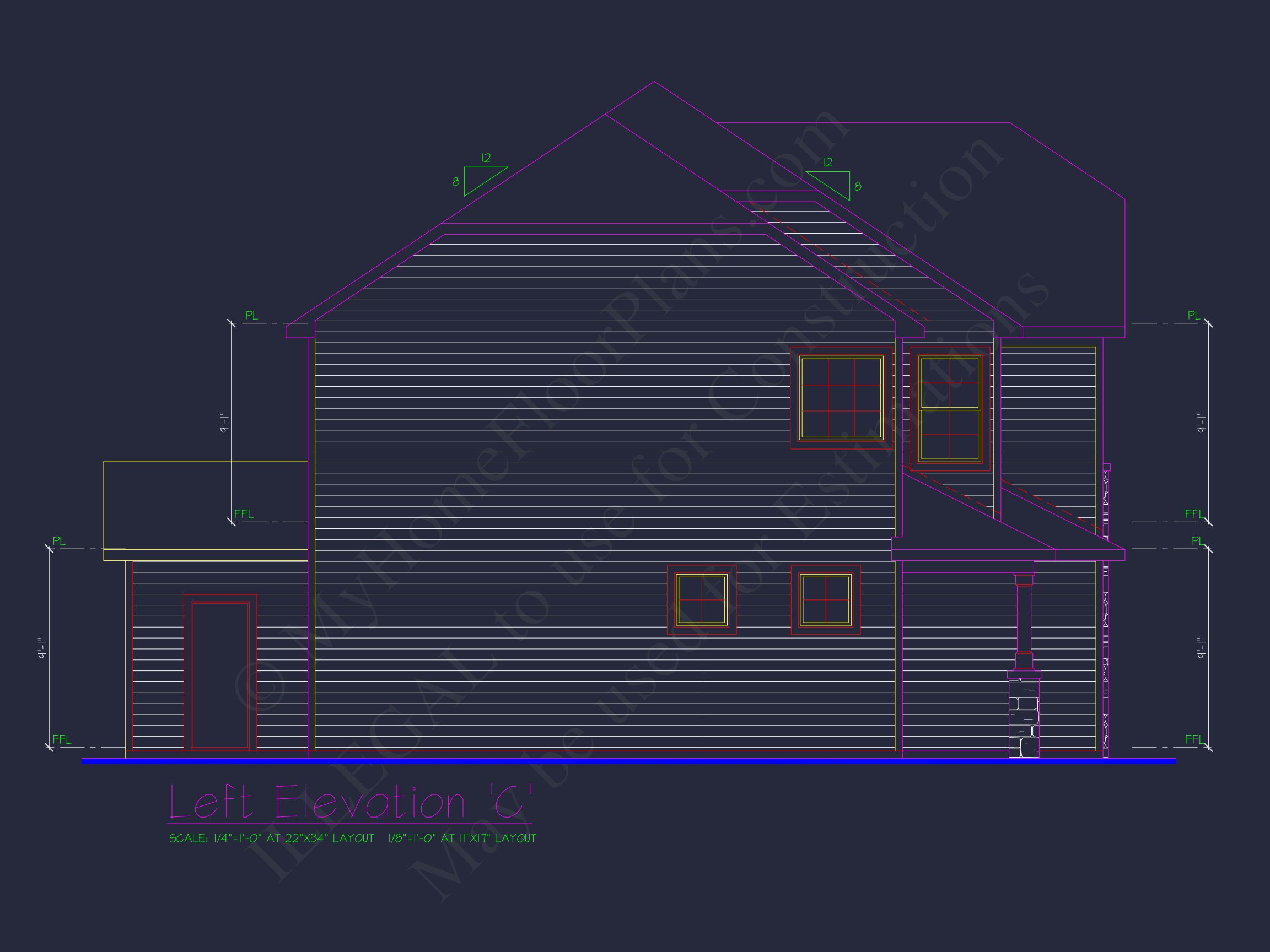 Classic 2-Story house Plan: 4 Beds,2289 sq ft Blueprint