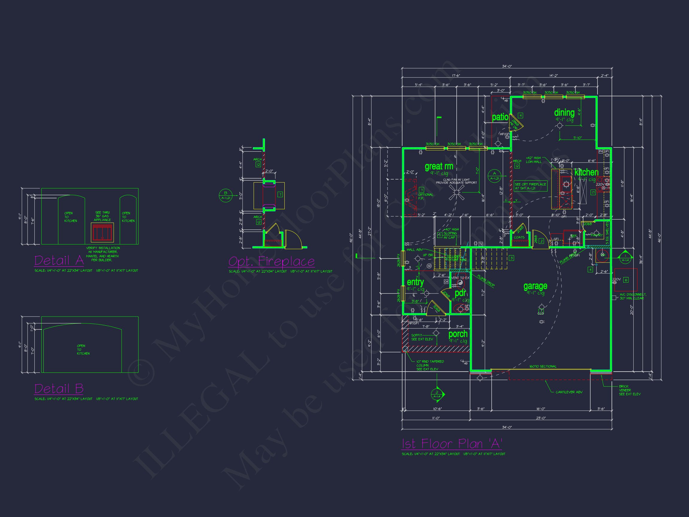 Classic 2-Story house Plan: 4 Beds,2289 sq ft Blueprint