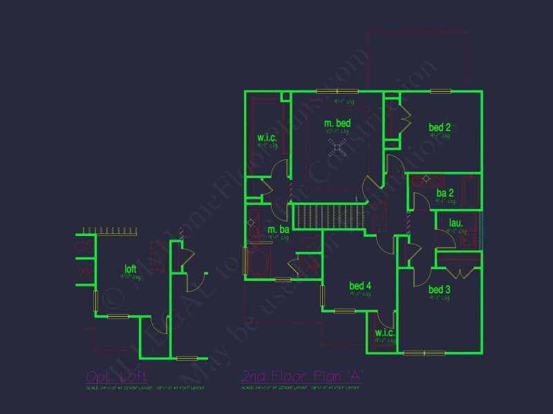Classic 2-Story house Plan: 4 Beds, 2289 sq ft Blueprint