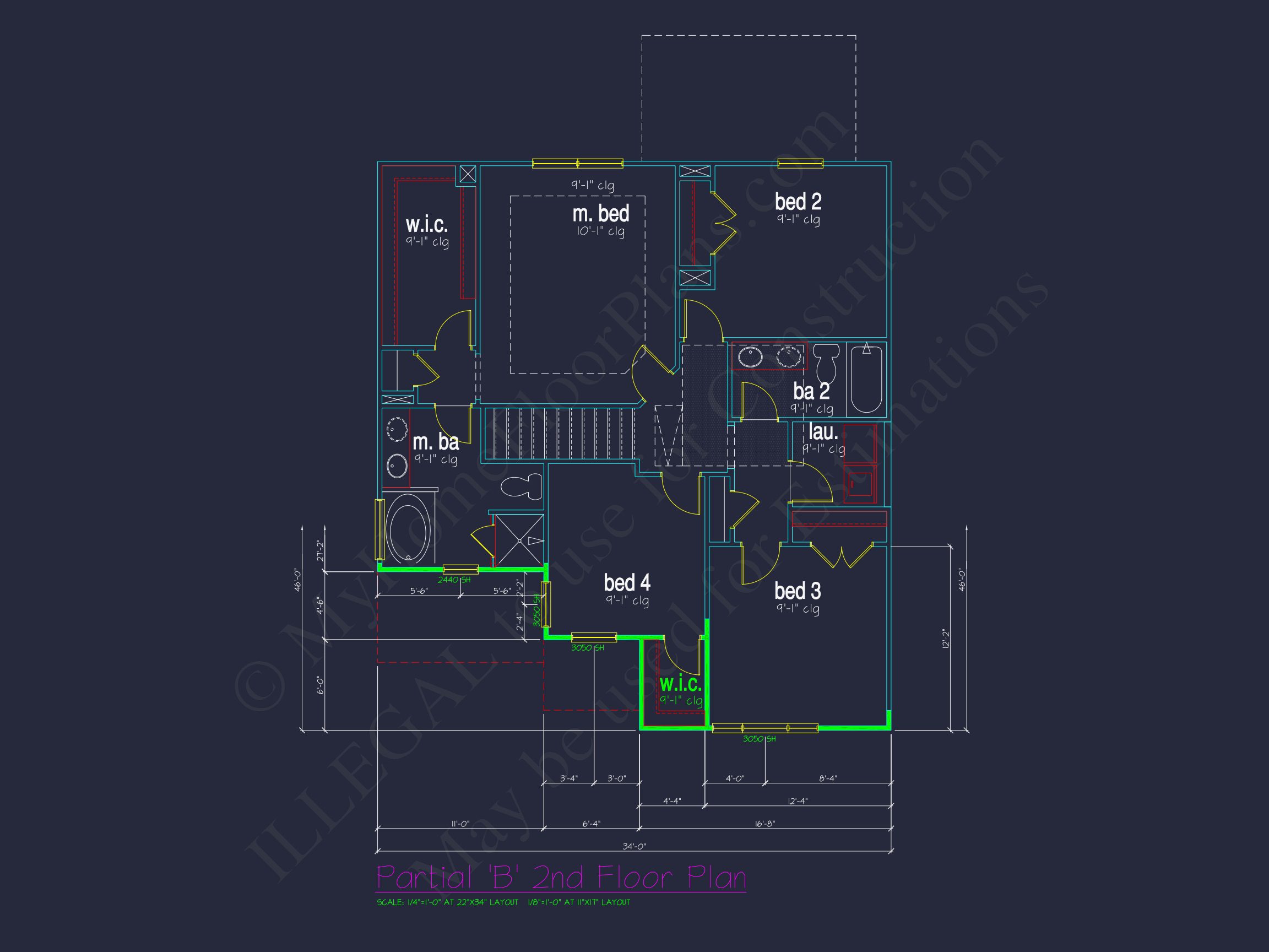 Classic 2-Story house Plan: 4 Beds,2289 sq ft Blueprint