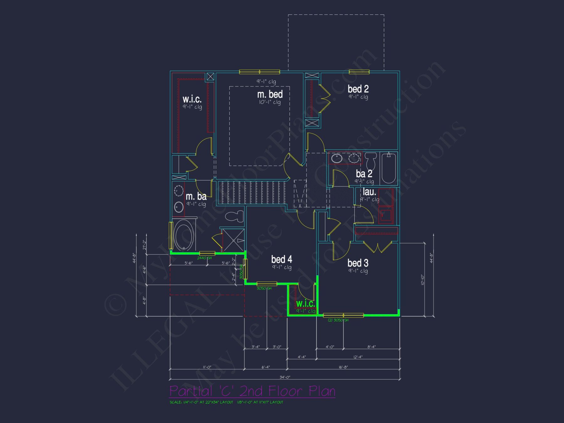 Classic 2-Story house Plan: 4 Beds, 2289 sq ft Blueprint