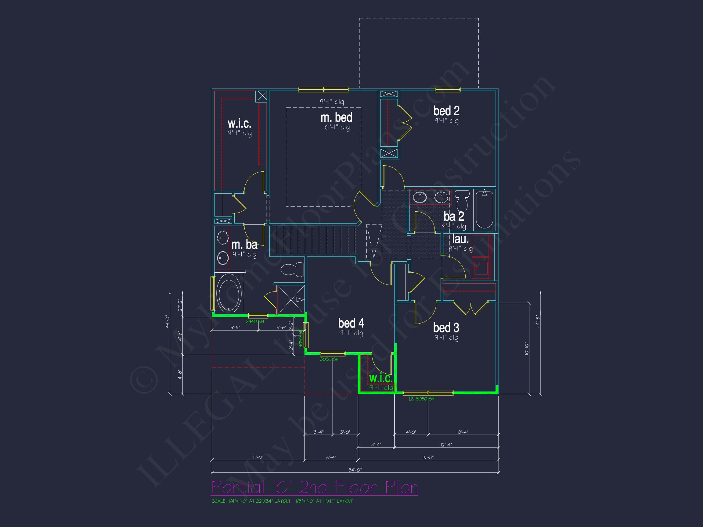 Classic 2-Story house Plan: 4 Beds,2289 sq ft Blueprint