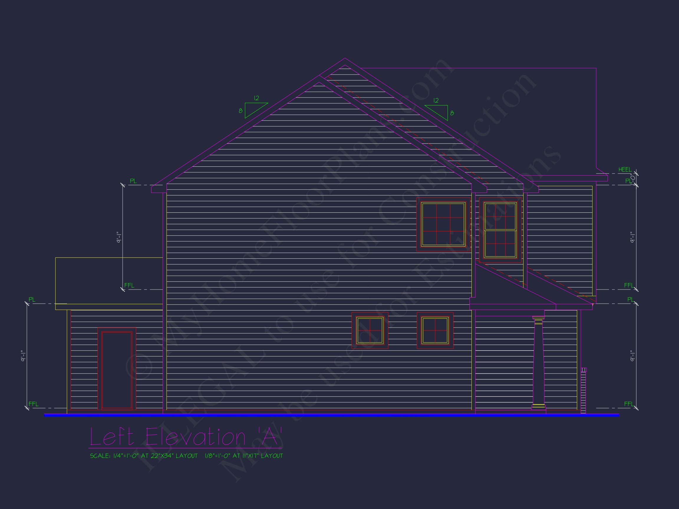 Classic 2-Story house Plan: 4 Beds,2289 sq ft Blueprint
