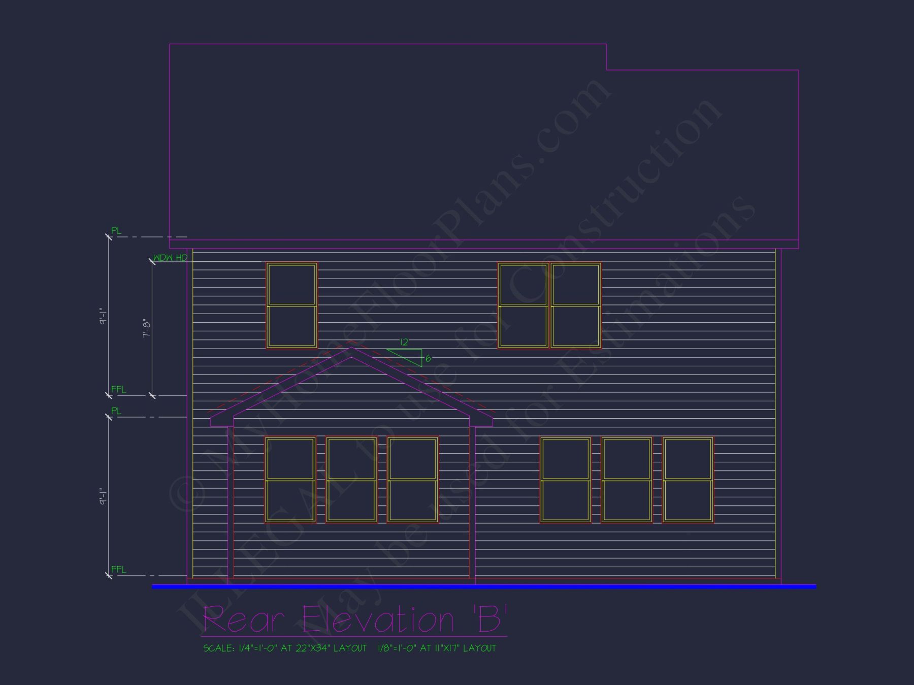 Classic 2-Story house Plan: 4 Beds, 2289 sq ft Blueprint