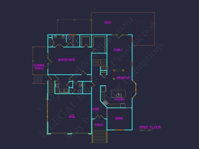 Classic 2-Story house Plan with CAD Designs and Bonus Spaces