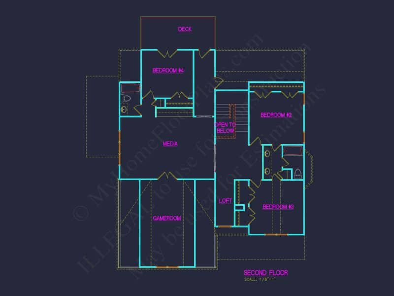 Classic 2-Story house Plan with CAD Designs and Bonus Spaces