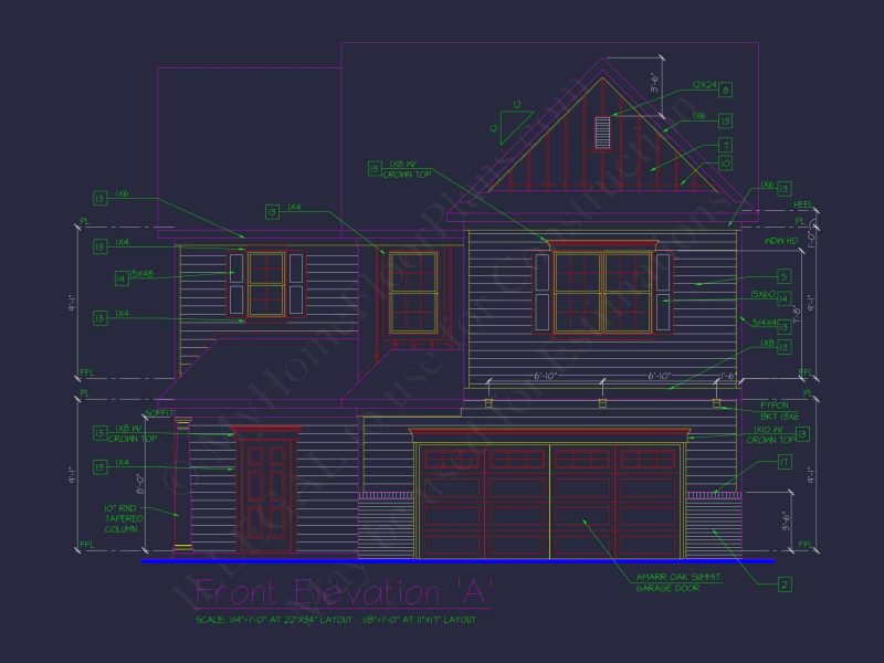 Classic 2-Story house Plan: 4 Beds, 2289 sq ft Blueprint