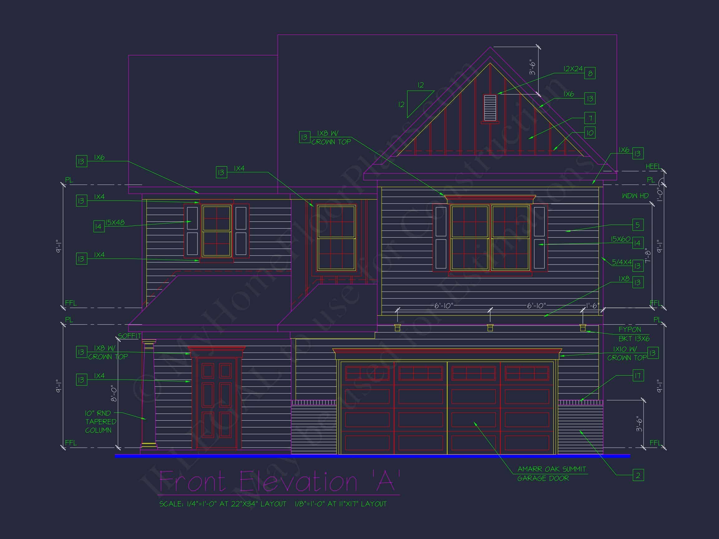 Classic 2-Story house Plan: 4 Beds,2289 sq ft Blueprint