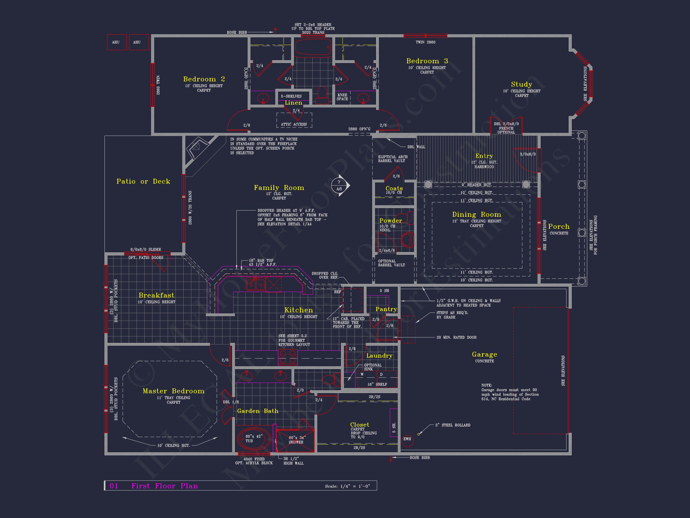 Classic Suburban house Plan: Detailed Floor Blueprint & CAD Design