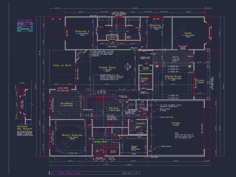 Classic Suburban house Plan: Detailed Floor Blueprint & CAD Design