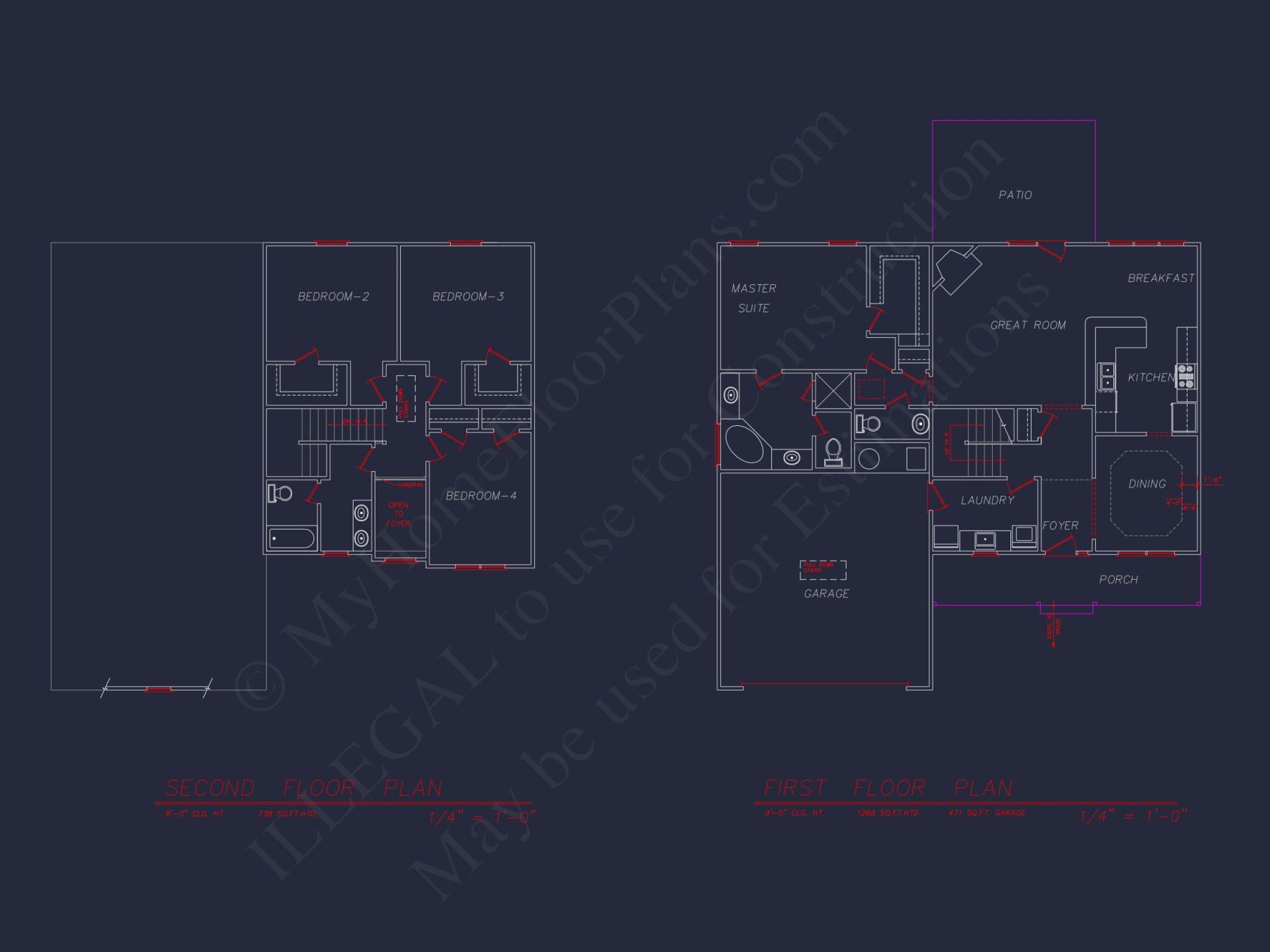 Classic Suburban house Plan with 4 Bedrooms and CAD Designs