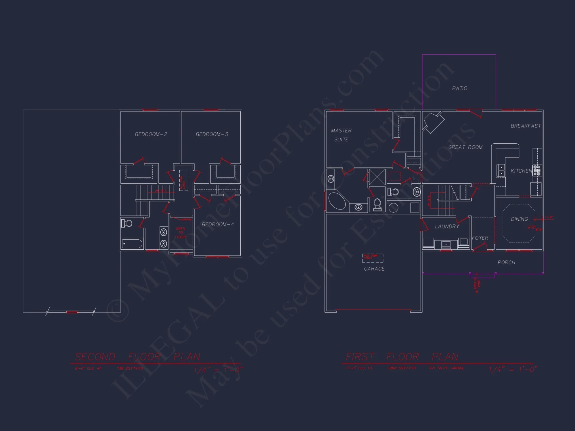 Classic Suburban house Plan with 4 Bedrooms and CAD Designs
