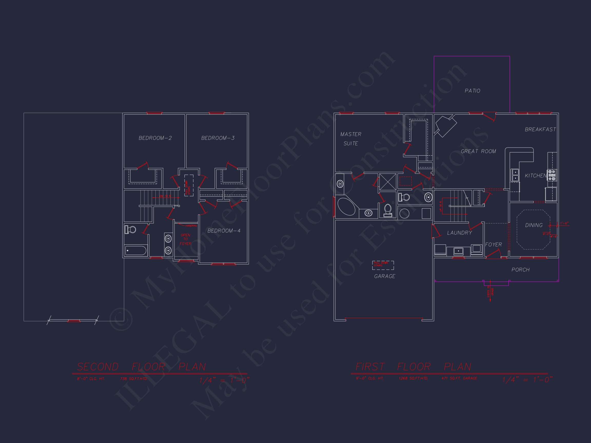 Classic Suburban house Plan with 4 Bedrooms and CAD Designs