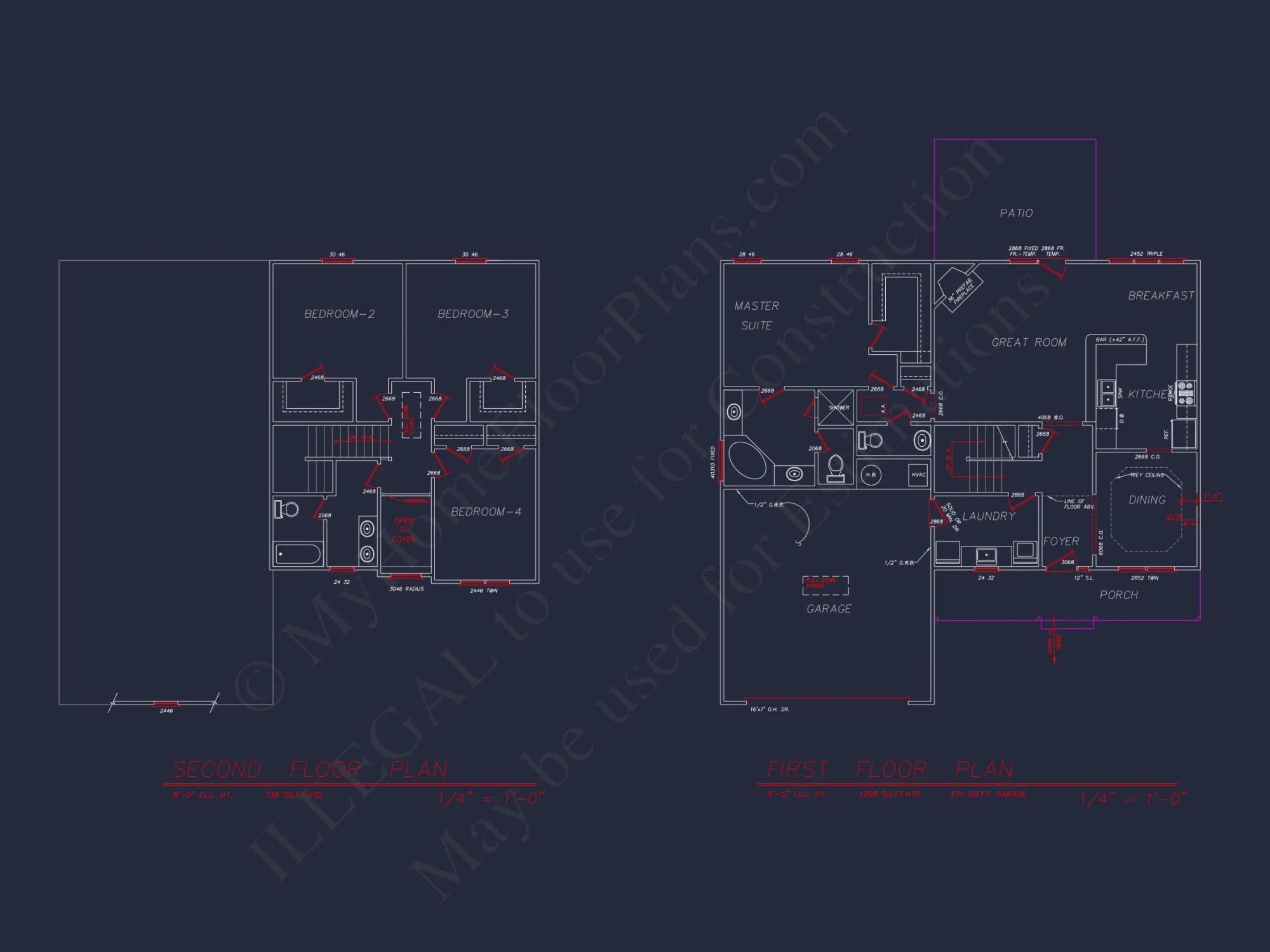 Classic Suburban house Plan with 4 Bedrooms and CAD Designs