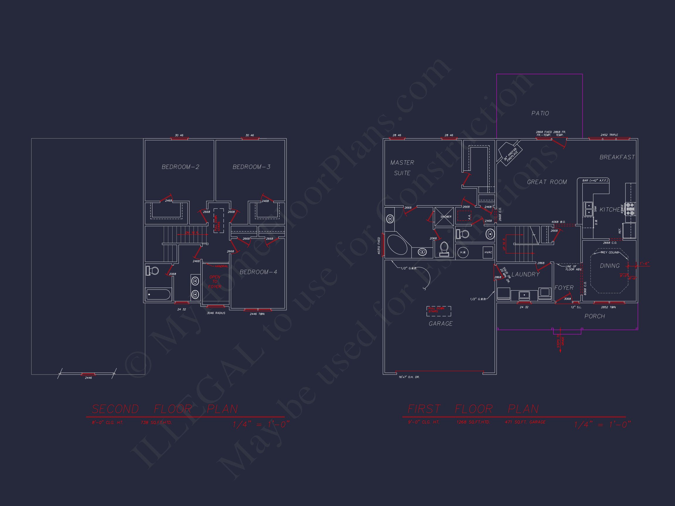 Classic Suburban house Plan with 4 Bedrooms and CAD Designs