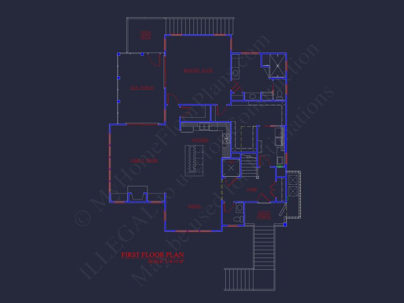 Coastal Beach House Floor Plan with 2.5 Stories and CAD Design