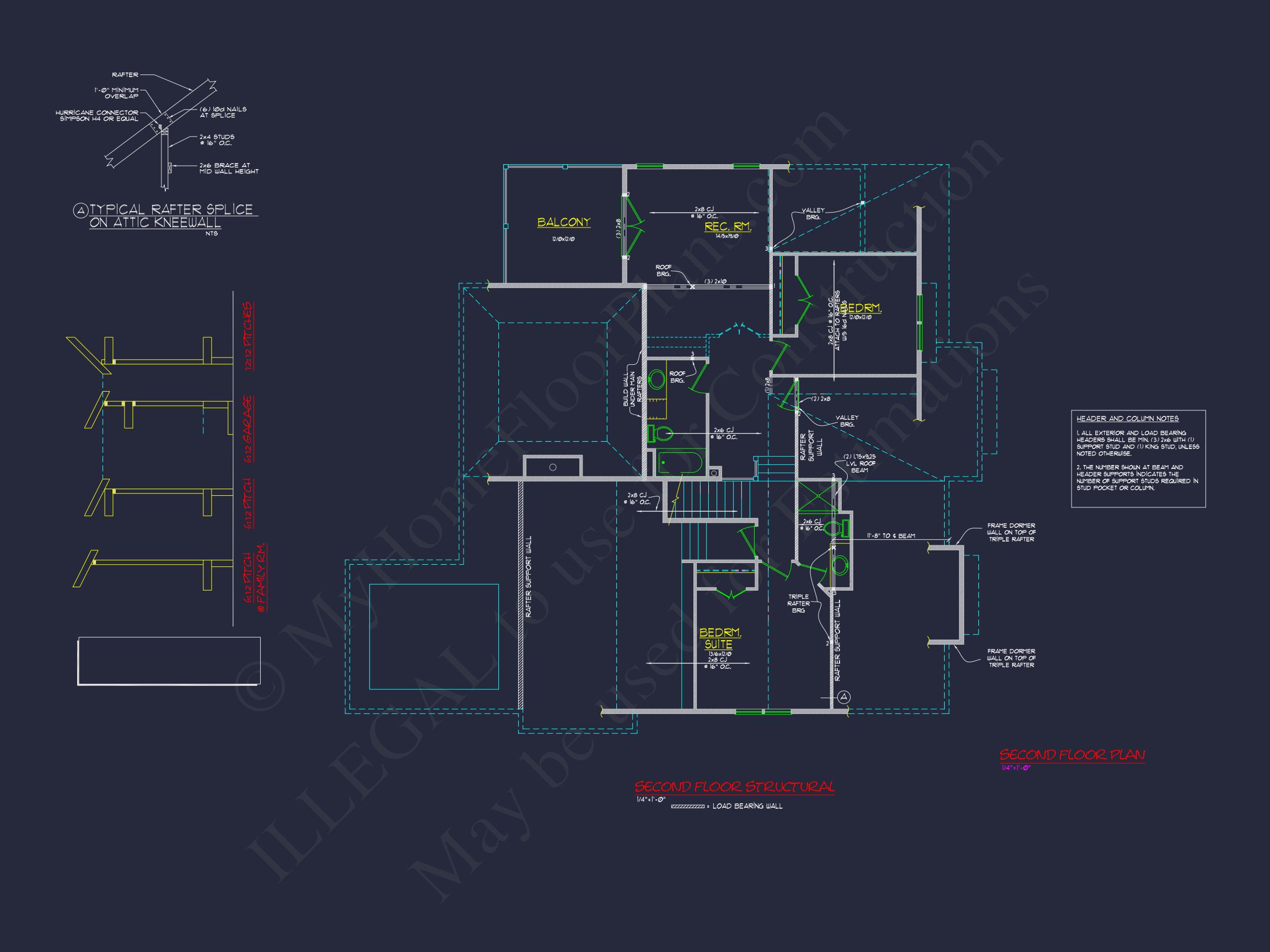 Coastal Craftsman house Floor Plan: 3 Bed,2 Bath,2 Story