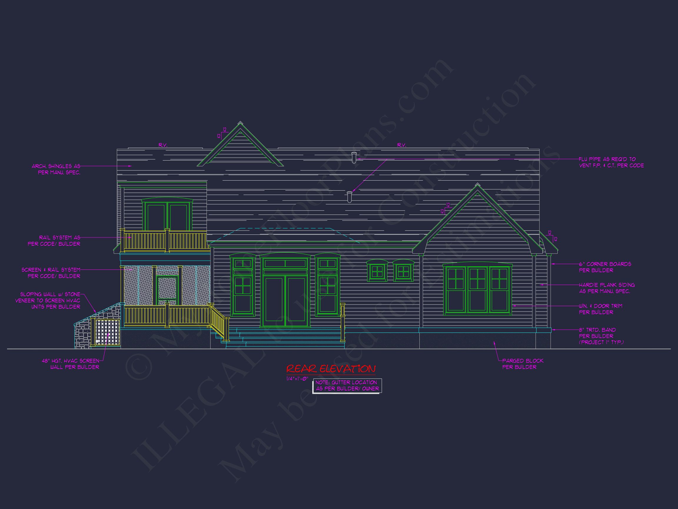Coastal Craftsman house Floor Plan: 3 Bed,2 Bath,2 Story