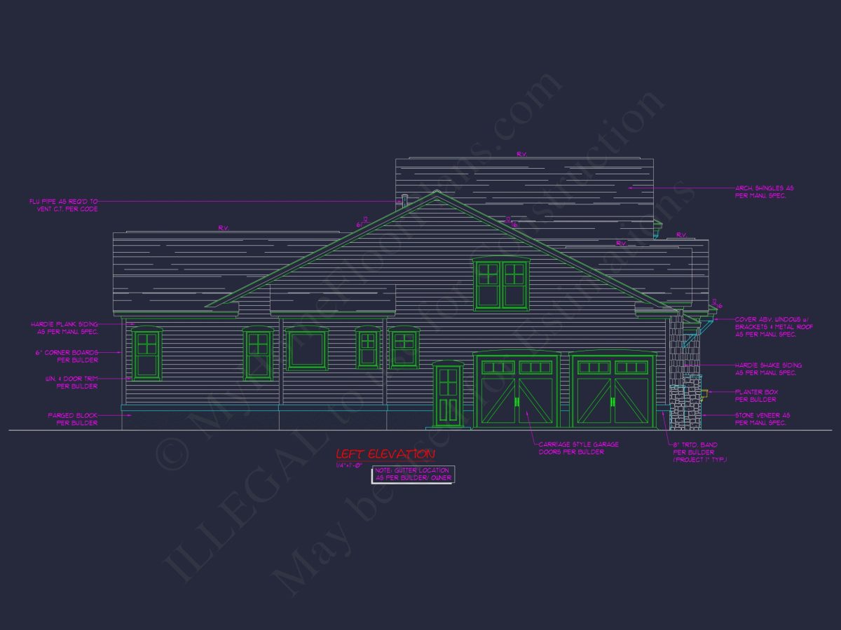 Coastal Craftsman house Floor Plan: 3 Bed, 2 Bath, 2 Story