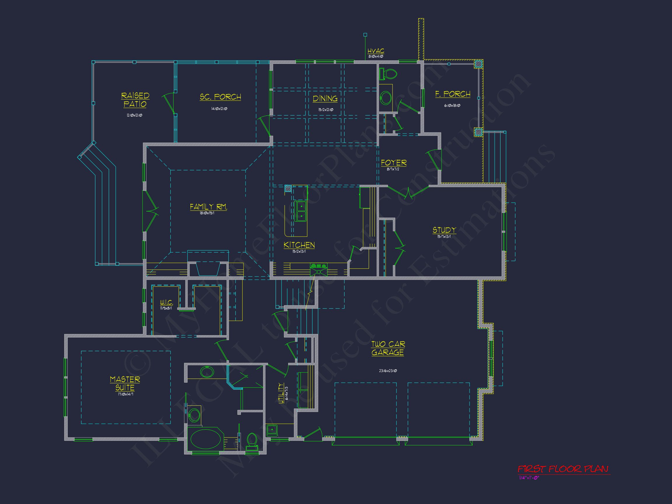 Coastal Craftsman house Floor Plan: 3 Bed,2 Bath,2 Story