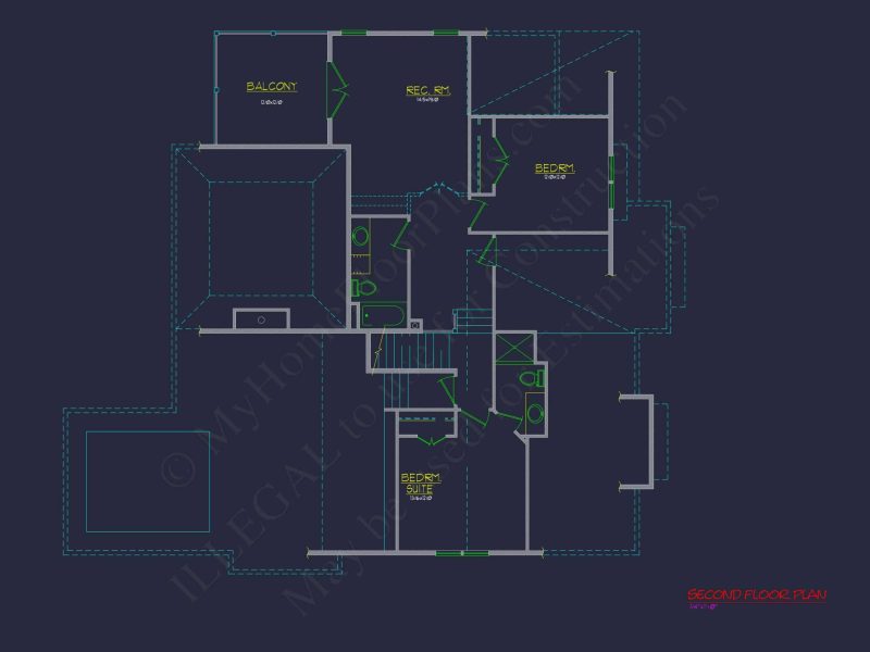Coastal Craftsman house Floor Plan: 3 Bed, 2 Bath, 2 Story