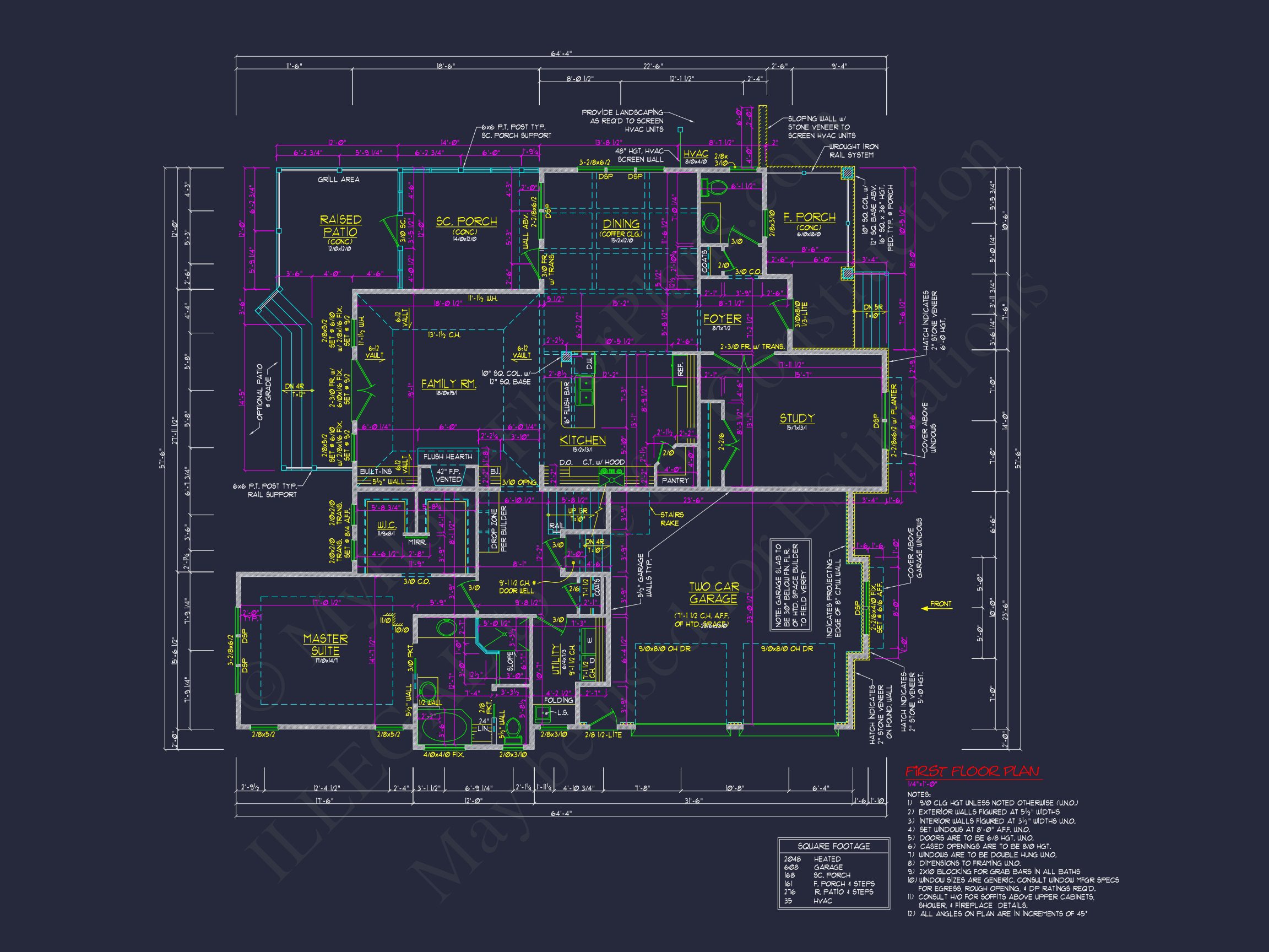 Coastal Craftsman house Floor Plan: 3 Bed,2 Bath,2 Story