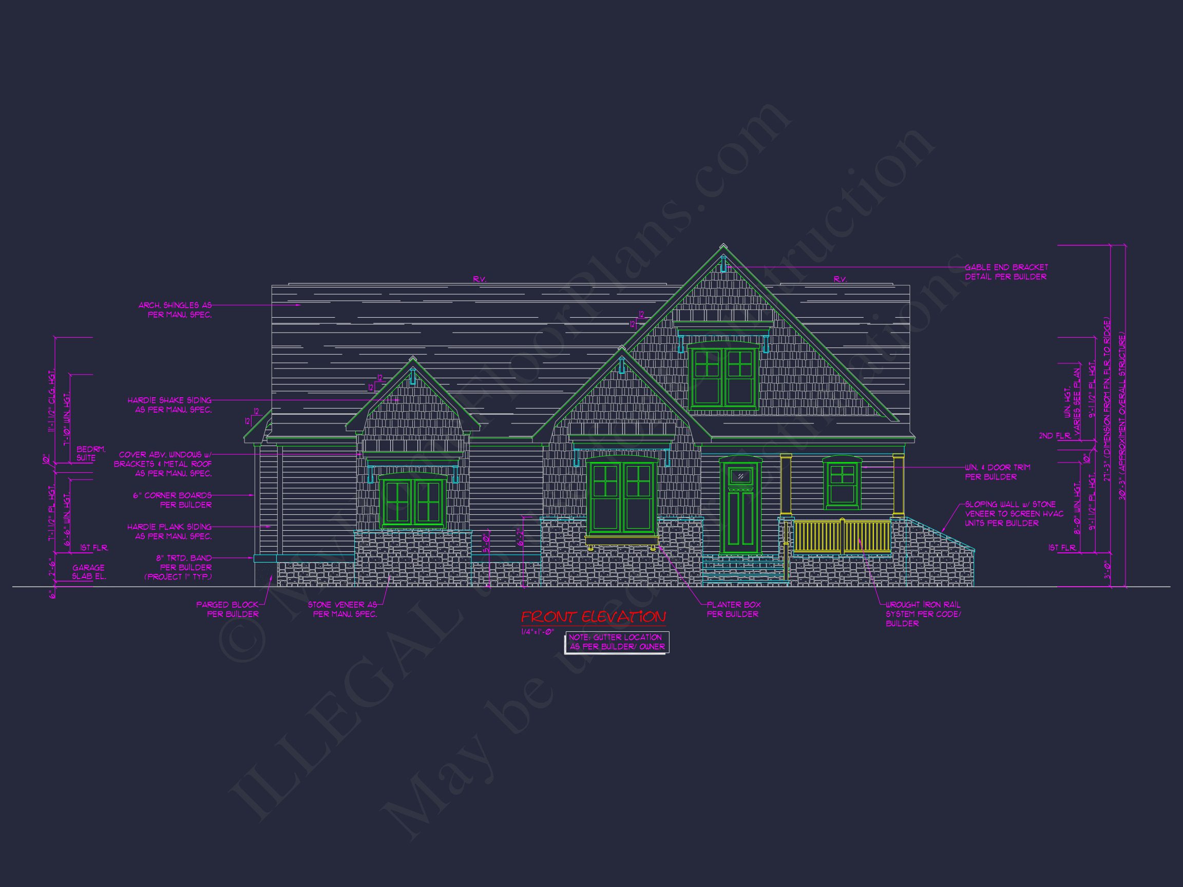 Coastal Craftsman house Floor Plan: 3 Bed,2 Bath,2 Story