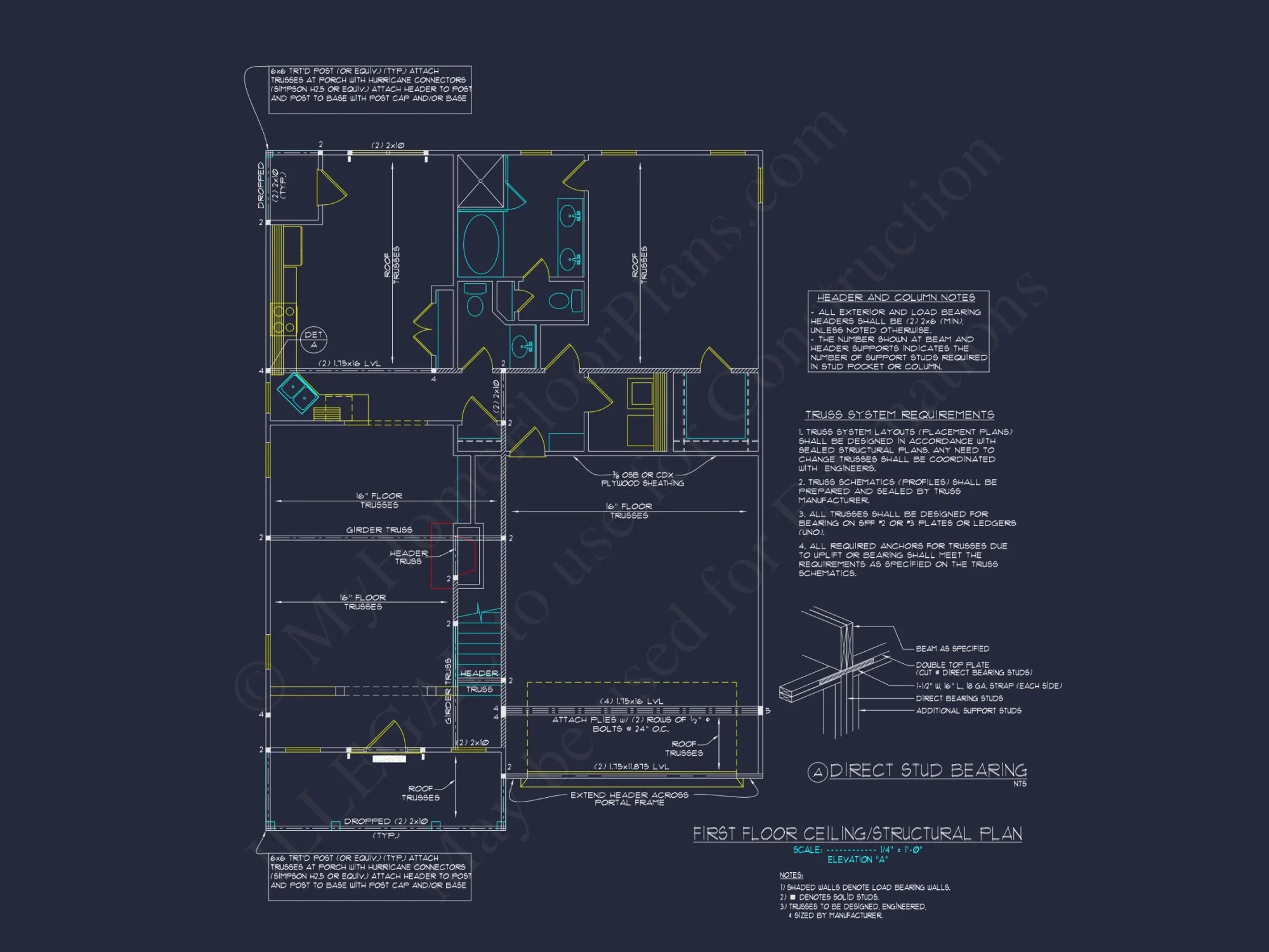 Colonial Revival house Plan With 2-Story Floor Plan Design