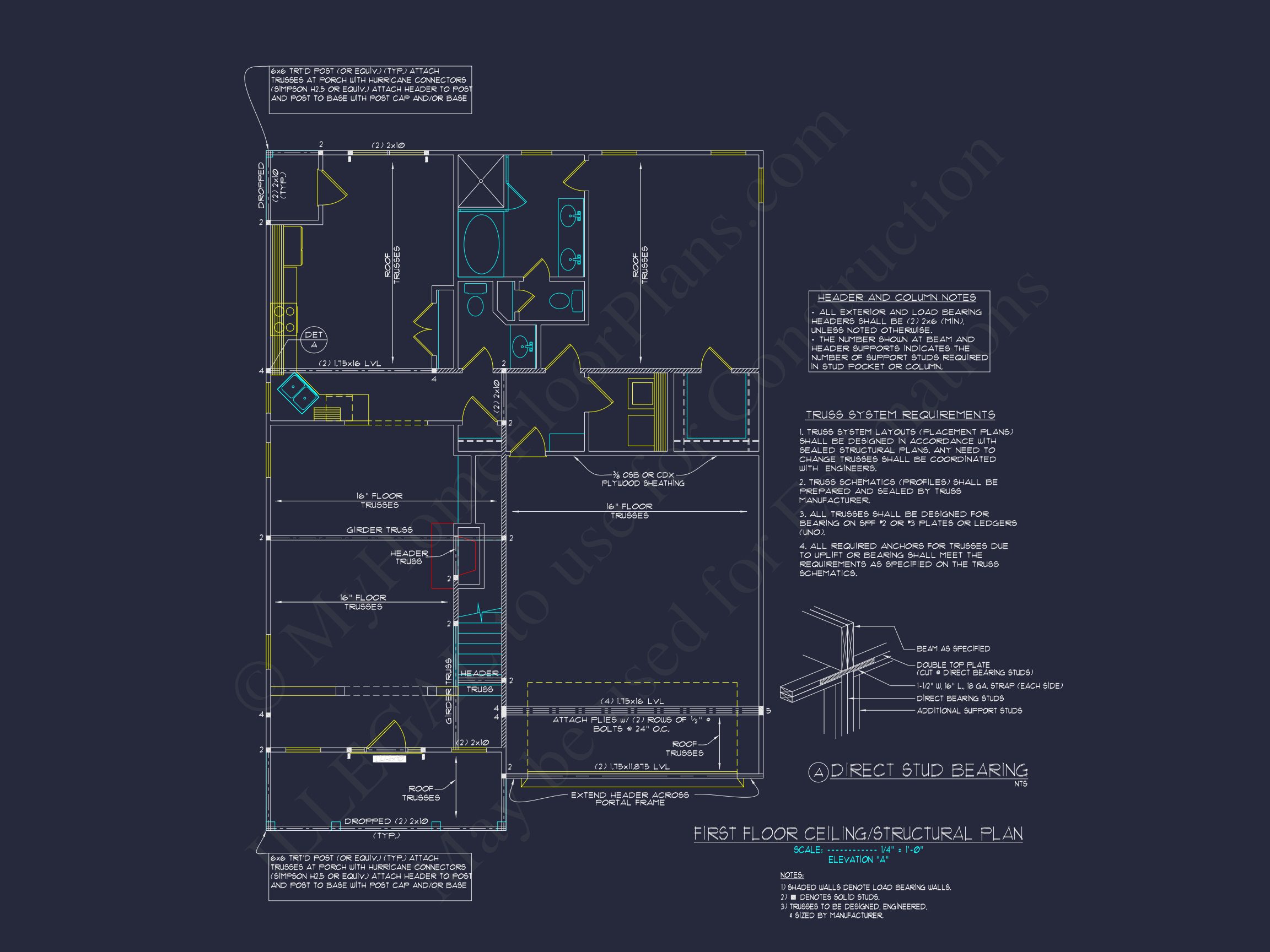 Colonial Revival house Plan With 2-Story Floor Plan Design